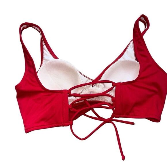 Venus LATTICE SIDE sz M RED BIKINI top SWIMSUIT SWIM ADJUSTABLE sexy - Picture 3 of 4